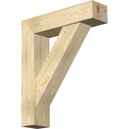 Traditional Block Rough Sawn Bracket W/ Offset Brace, Douglas Fir, 8W X 32D X 38H